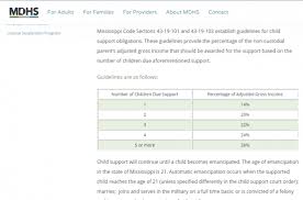 Mississippi Child Support Calculator Guidelines Child