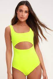 Lightning Bolt Neon Yellow One Piece Swimsuit One Piece Swimsuit Yellow One Piece One Piece