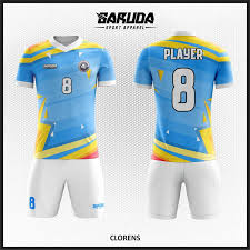 Untuk warna bisa kita sesuaikan sendiri. Desain Kostum Sepak Bola Yang Keren Warna Biru Kuning Dan Putih Kaos Futsal Printing