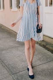 Striped Ruffle Wrap Dress By Jcrew Factory Kelly In The City Wrap Dress Dresses Faux Wrap Dress