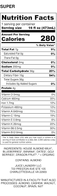 nutrition facts the juice laundry