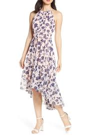 Free Shipping And Returns On Eliza J Floral Ruffle High Low Halter Dress Regular Petite At Short Dresses Casual Fashion Clothes Women Chiffon Dress Pattern