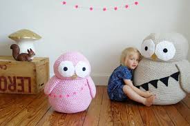 Chouettes Xl Tournicote A Cloche Pied Coussin Chouette Maison En Crochet Coussin En Laine