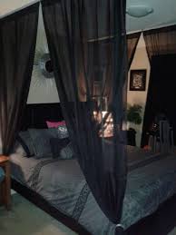 With curtains, a canopy bed. Diy Canopy Bed Canopy Bed Diy Black Bedroom Decor Black Canopy Bed