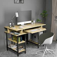 Mecor Computer Desk Study Writing Table For Home Office With 4 Storage Positions And Keyboard Computer Desk Design Home Office Furniture Office Furniture Sale