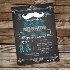 Chalkboard Mustache Baby Shower Invitation Sunshine Parties
