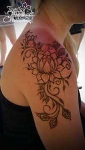 Lotus Shoulder Henna Www Jamilahhennacreations Com Henna Tattoo Shoulder Shoulder Henna Henna Tattoo Designs