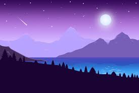 Night Time Mountains Flat Landscape Desktop Wallpaper Art Cute Desktop Wallpaper Landscape Wallpaper