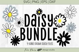 Download Free Svgs Download Daisy Flower Bundle 9 Hand Drawn Flowers Svg Png Eps Dxf Free Design Resources