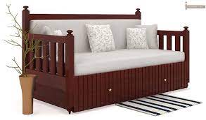 Erika Sofa With Bed White Dimensions Inch 72 L X 32 W X 36 H Material Mango Wood Colo Furniture Design Living Room Sofa Cumbed Design Wooden Sofa Designs