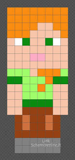 Alex Di Minecraft Schema Facile Con Le Hama Beads 8x19 Schemiperline It Hama Beads Minecraft Compleanno Minecraft