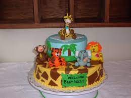 Custom Cakes By Christy Jungle Animals Shower Cake Animal Baby Shower Cake Safari Baby Shower Cake Baby Shower Cakes For Boys