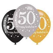 12 Happy 50th Birthday Latex Party Balloons Gold Silver Black 11 Inch 27 7 Cm Ebay