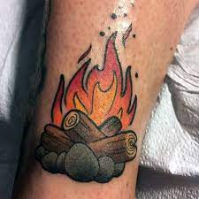 50 Campfire Tattoo Designs For Men Great Outdoors Ink Ideas Campfire Tattoo Fire Tattoo Tattoos For Guys