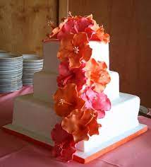 Gumpaste Hibiscus Wedding Cake Square Wedding Cakes Hibiscus Wedding Tropical Wedding Cake Hibiscus Cake