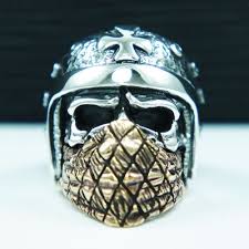 Bandana Skull Helmet Biker 925 Sterling Silver Us Sz 10 Rocker Ring Tan R030 Mens Jewelry Biker Jewelry Gold Chains For Men