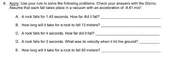 According to the laws of physics, a creature falls y = 0.5 g t 2 feet, where g is the acceleration due to gravity (32 ft/s 2 on earth) and t is the number of seconds in free fall. 4 Calculate The Acceleration Of Any Object Due To Chegg Com