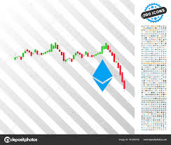 Ethereum Falling Chart Flat Icon With Bonus Stock Vector