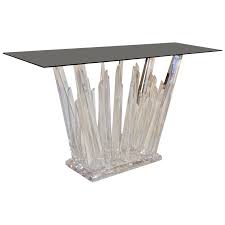 Hollywood Regency Rock Lucite Console With Smoked Black Glass Top In 2020 Clear Plexiglass Smoked Glass Glass Top