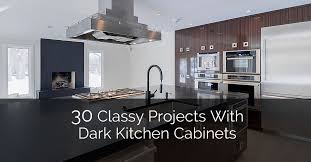 with dark kitchen cabinets