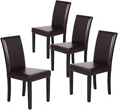 Replacing cane, reed, splint, fibre rush, webbing. Amazon Com Yaheetech Dining Chairs Side Pu Cushion Chairs With Waterproof Surface And Wood Legs For Kitchen Restaurant And Living Room Set Of 4 Brown Home Kitchen