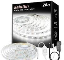 Amazon.com: dalattin Tira de luces LED blancas, 20 pies, regulable, súper  brillante, 24 V, cinta de luz LED 6500 K, 360 luces LED para dormitorios,  ...