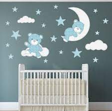Teddy Bear Decal Nursery Wall Stickers Stars Clouds Moon Etsy Nursery Wall Stickers Baby Boy Room Decor Baby Wall Stickers