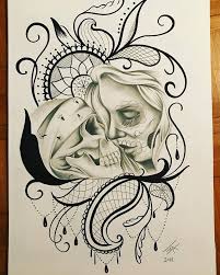 Woman Kissing Skull Drawing Mexicanskull Tattoo Drawings Skull Tattoo Design Mexican Skull Tattoos