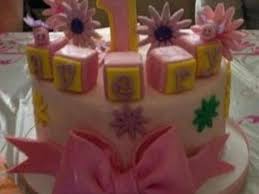 Almost everybody wants a number or alphabets cake for their birthday. First Birthday Cake The Alphabet Blocks Spell The Birthday Girls Name Cakecentral Com