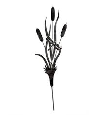 Cat tail yellow led solar stake light. Metal Cattail Silhouette Garden Stake Black Wind And Weather