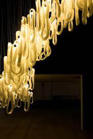 copper mesh stretched loops of pearlescent glass molten aluminium copper mesh light surface mount lighting