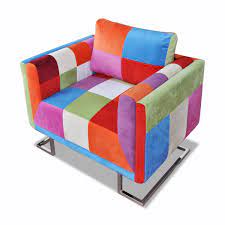 Patchwork Cube Stuhl Mit Chromfussen Sessel Relaxsessel Armlehnstuhl Amazon De Kuche Haushalt
