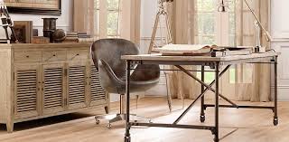 Office Restoration Hardware Wood And Metal Desk Rustic Desk Home