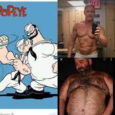 Popeye gym daddy and Bluto the big fat bear who pitches? : r/shitposting