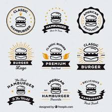 Premium Vector Selection Of Nine Burger Logos With Orange Details Logo Restaurant Burger Food Banner