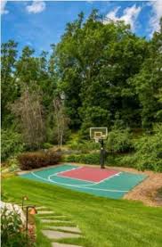 Here's crisp, clean and new full size backyard basketball court surrounded by gardens. 27 Outdoor Home Basketball Court Ideas Sebring Design Build