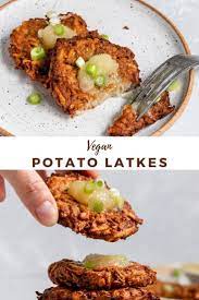 Vegan Latkes Potato Pancakes Shortgirltallorder Vegan Latkes Potato Pancakes Vegetarian Recipes