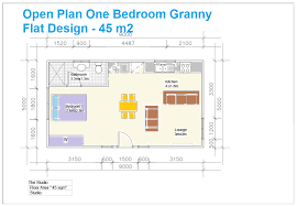 Open Plan One Bedroom Granny Flat Design Granny Flat 1 Bedroom House Plans Bedroom House Plans