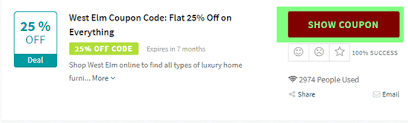 The discount ought to provide you with a total of $. West Elm Coupons 60 Off Promo Code July 2021