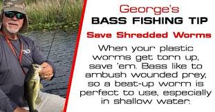 Some plastic worm hooks have barbs to help hold the worm in position on the shank. Bass Fishing Tip From George Save Shredded Worms When Your Plastic Worms Get Torn Up Saveem Bass Like To Ambush Bass Fishing Tips Fishing Tips Bass Fishing