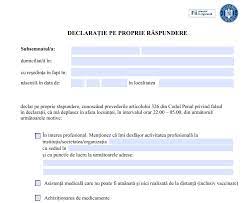 Declarației pe proprie răspundere referitoare la circulația persoanelor în afara. E7vg52ednozvmm