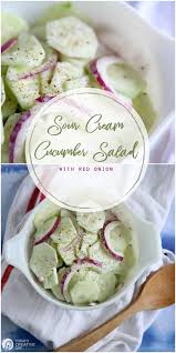 Sour Cream Cucumber And Onion Salad Recipe Sour Cream Cucumbers Creamed Cucumbers Creamed Cucumber Salad