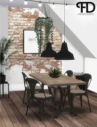 Stephanie S Industrial Dining Room Happy Birthday To Me Gift This Set Includ Dining Room Industrial Industrial Dining Sims 4 Kitchen