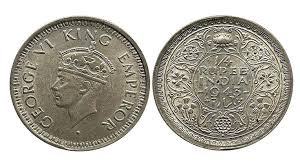 George VI Silver 1/4 Rupee ...