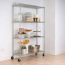 If you're looking for a cart on wheels for kitchen use, there are several different places you can look. Trinity Ecostorage 4 Tier Wire Shelving Rack With Wheels 48 X 18 X 72 Nsf Chrome Color Costco
