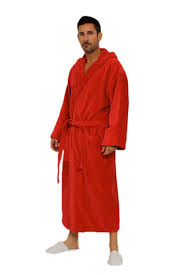 terry cloth hooded cotton bathrobe