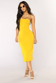 Rhianna Tube Dress Mustard In 2020 Tube Dress Strapless Tube Dress Dresses