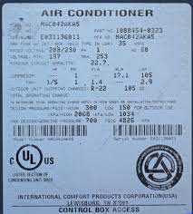 The model number of your air conditioner is listed on a metal plate on the side of the unit near the electrical lines running to your home. Air Conditioner Date Codes