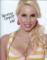 Vanessa Cage On Couch Bra & Panties Signed 8x10 Photo Adult Model COA Proof  19