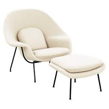 The womb chair design consists of molded fiber glass shell covered with foam and then it was named womb chair because it envelops allowing you to curl up and relax in comfort. Knoll Womb Chair Relax And Ottoman Natural Black Pre Used Design Franckly